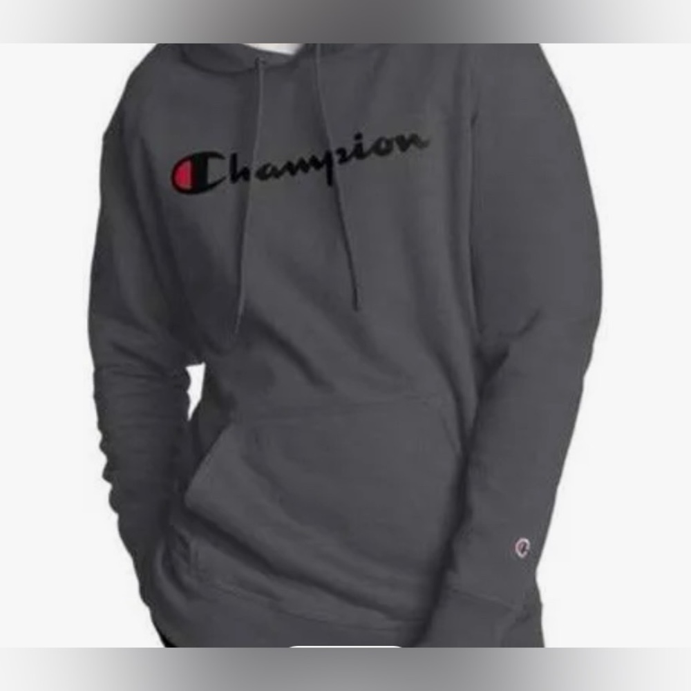 Champion Men's Powerblend Graphic Hoodie Sz. 2XL. Color Granite Gray